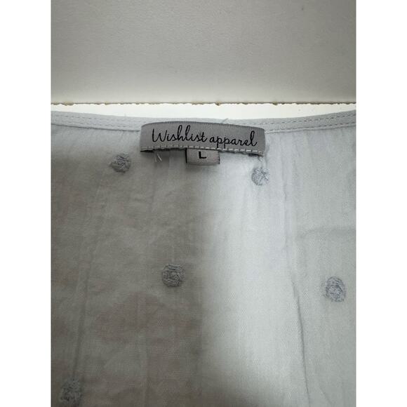 Wishlist Apparel Women’s Blouse Sz L Short Cap Sleeve Button Front Cottage Core - Picture 4 of 7